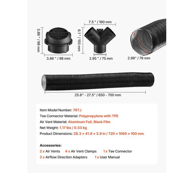 Dyzelinio šildytuvo vamzdyno ventiliacijos rinkinys6