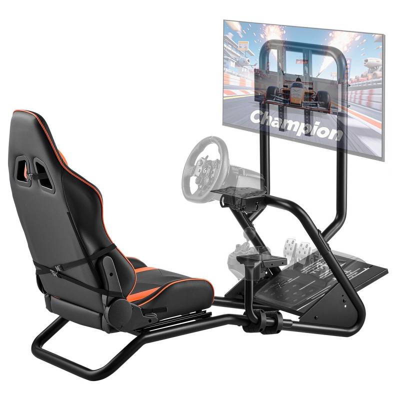 Lenktynių vairavimo stovas su monitoriumi0