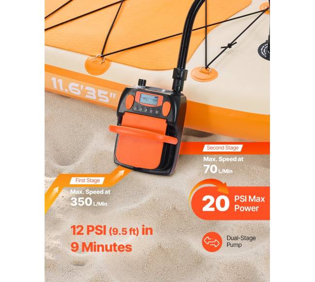 Įkraunamas ir nešiojamas pompa su 20 PSI ir LED1