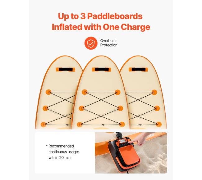 Įkraunamas ir nešiojamas pompa su 20 PSI ir LED2