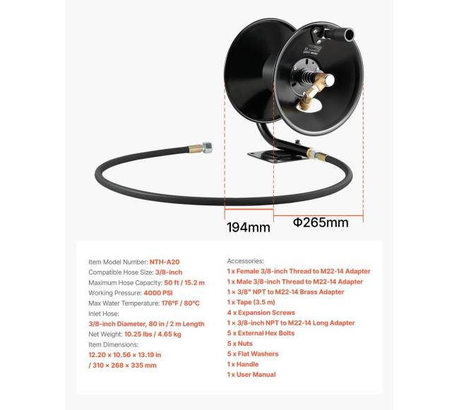 Aukšto slėgio plovimo žarnos ritė6