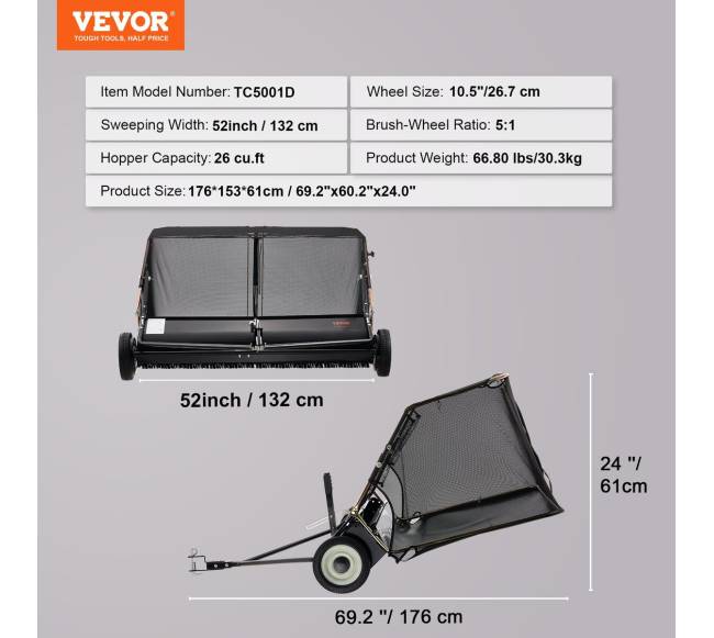 52 colių prikabinama žoliapjovė6