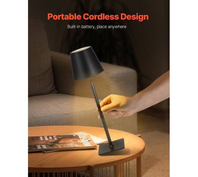 Belaidės stalinės lempos, juoda (2 vnt.)2