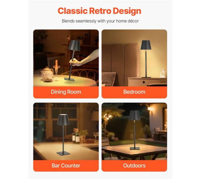 Belaidės stalinės lempos, juoda (2 vnt.)5