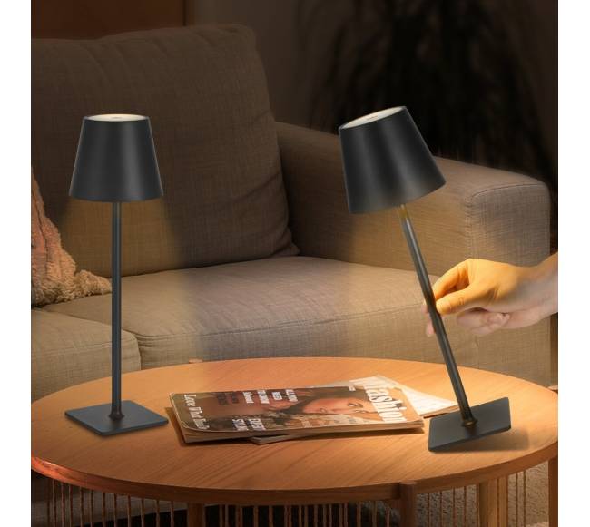 Belaidės stalinės lempos, juoda (2 vnt.)7