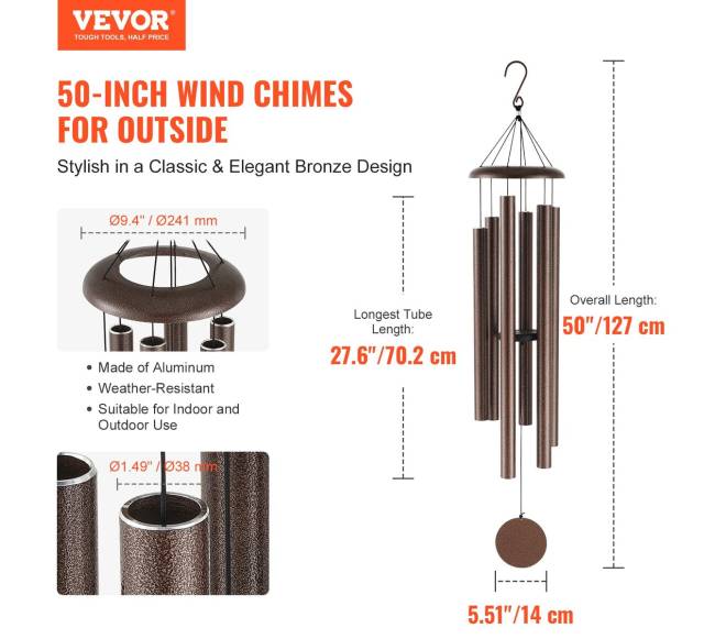 Vėjo varpeliai išoriniam naudojimui 1270 mm1