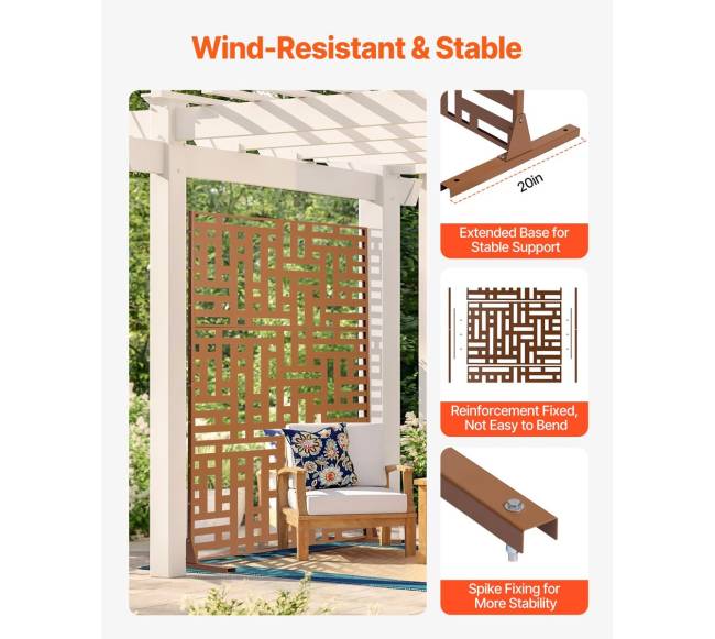 Metalinė privatumo tvora 120 x 193 cm ruda2