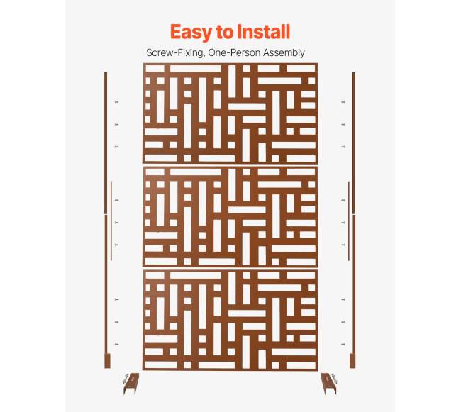 Metalinė privatumo tvora 120 x 193 cm ruda4