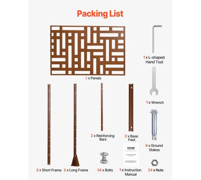 Metalinė privatumo tvora 120 x 193 cm ruda5