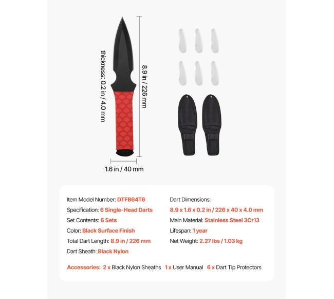 6 dalių nerūdijančio plieno mėtymo rinkinys su dėklu6