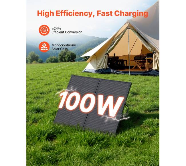 Sulankstomas 100W saulės panelis su rėmu1
