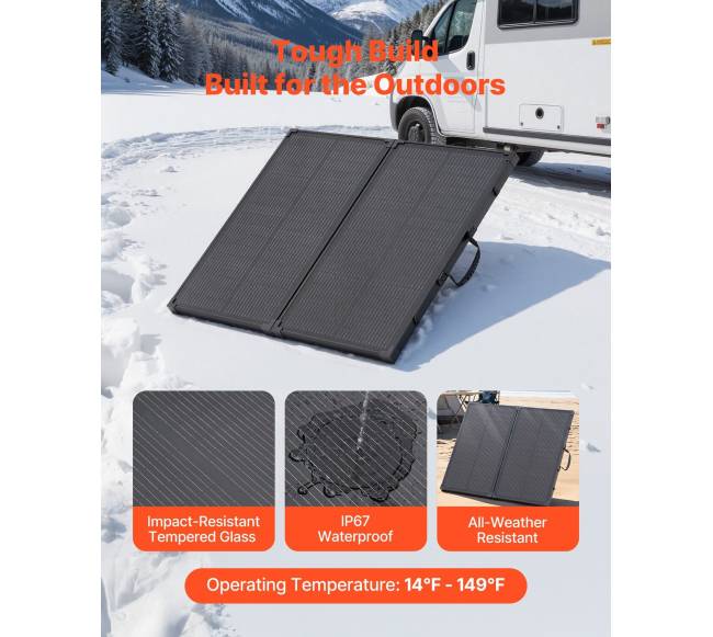 Sulankstomas 100W saulės panelis su rėmu4