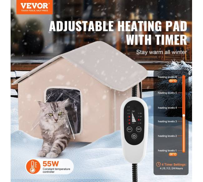 Pakilęs šildomas kačių namelis su šildoma pagalvėle1