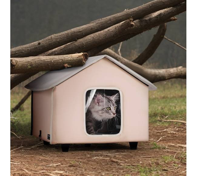 Pakilęs šildomas kačių namelis su šildoma pagalvėle7