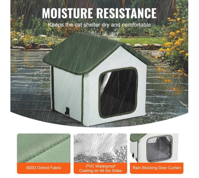 Pakeltas šildomas kačių namelis lauko sąlygoms (S, žalia)3