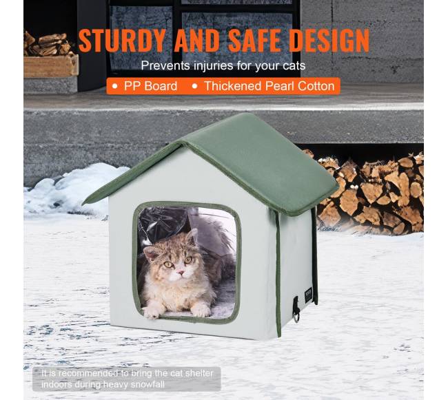 Pakeltas šildomas kačių namelis lauko sąlygoms (S, žalia)4