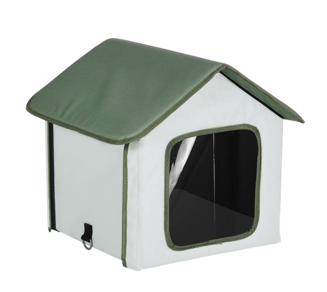 Pakeltas šildomas kačių namelis lauko sąlygoms (S, žalia)10