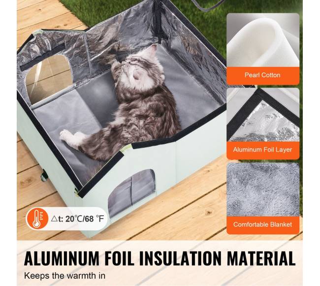 Sulankstomas šildomas katės namelis su kilimėliu2