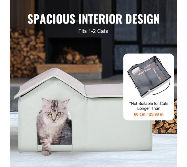 Sulankstomas šildomas katės namelis su kilimėliu5