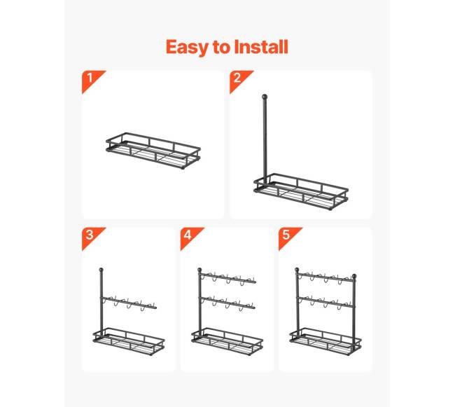 Puodelių laikiklis su 16 kabliukų ir laikymo baze5