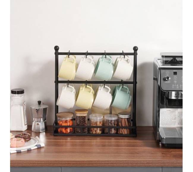 Puodelių laikiklis su 16 kabliukų ir laikymo baze7