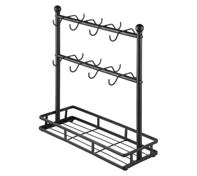 Puodelių laikiklis su 16 kabliukų ir laikymo baze10