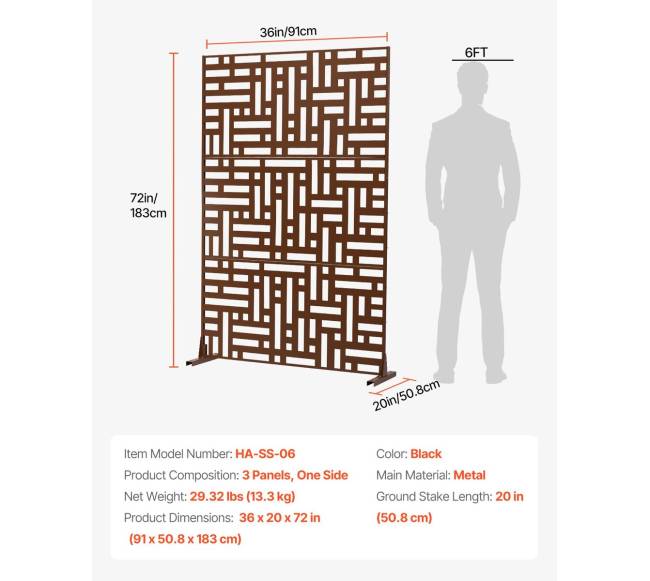 Metalinis privatumo ekranas 91 x 191 cm rudas6