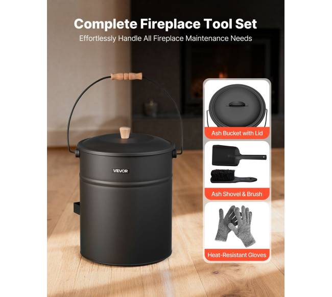 Pelenų kibiras su dangčiu ir įrankiais1