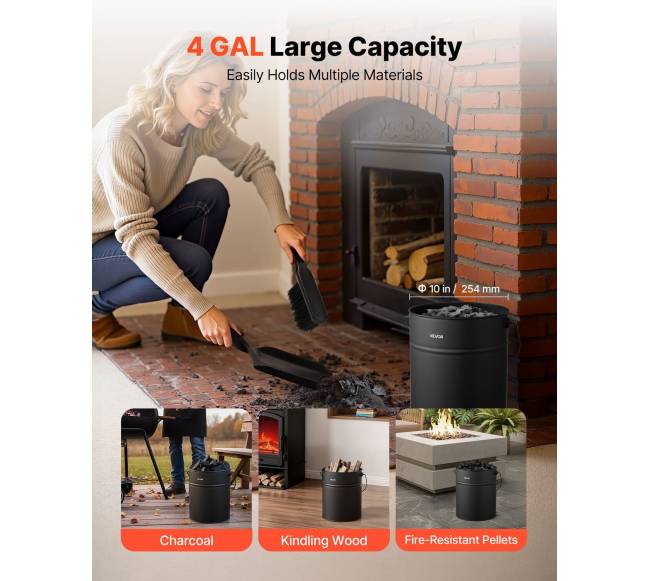 Pelenų kibiras su dangčiu ir įrankiais3