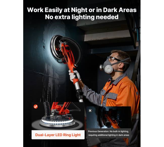 950W gipskartonio šlifuoklis su LED apšvietimu4