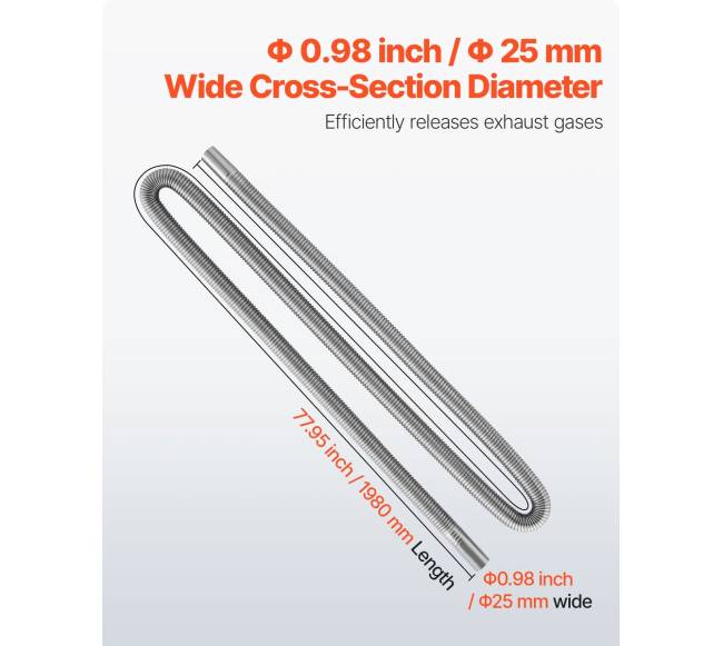 Lankstus 198 cm nerūdijančio plieno išmetimo vamzdis3