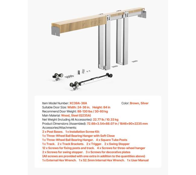 Stumdomų durų rėmo komplektas 610-914mm pločio6