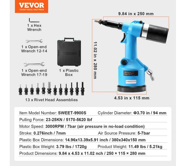 Pneumatinis kniediklis su 13 dydžių antgaliais6