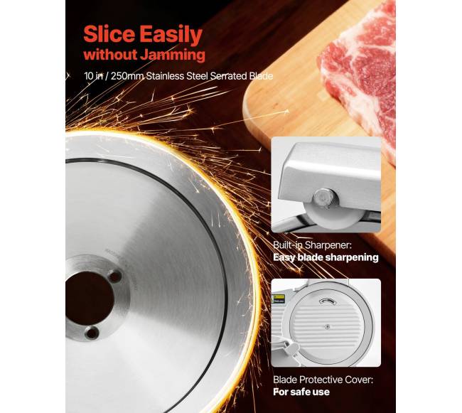 Komercinis mėsos pjaustyklė su 250 mm peiliu2