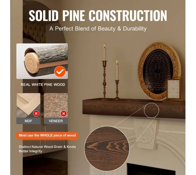 Židinio medinė lentyna 152 cm natūralios rudos spalvos3