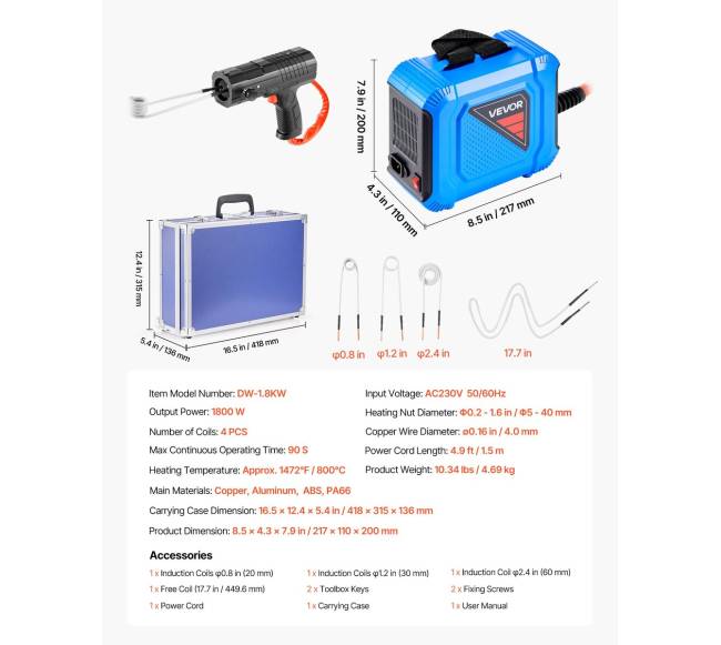 Magnetinis indukcinis veržlių šildytuvas 1800W6