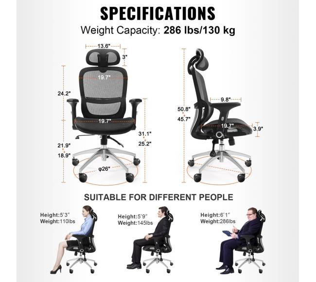 Reguliuojama tinklelinė biuro kėdė6