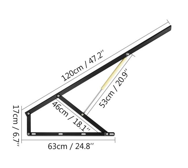 120 cm pneumatinių lovos pakėlimo mechanizmas7