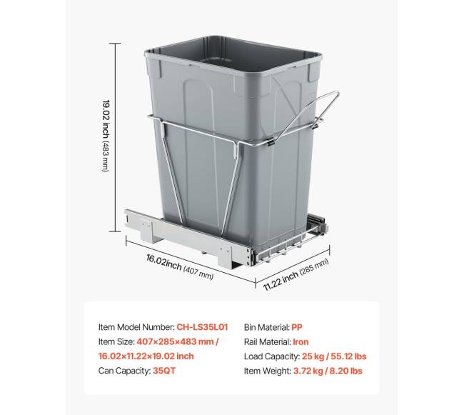 Ištraukiamas šiukšlių konteineris virtuvės spintelei6