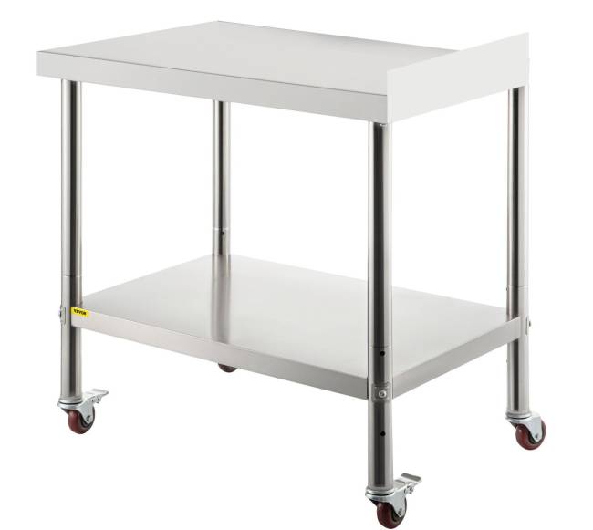 Nerūdijančio plieno darbinis stalas su ratukais0
