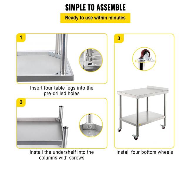 Nerūdijančio plieno darbinis stalas su ratukais5