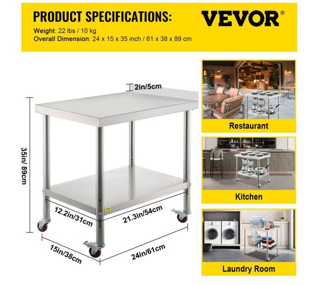 Nerūdijančio plieno darbinis stalas su ratukais6