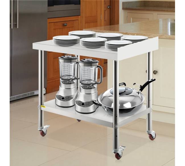 Nerūdijančio plieno darbinis stalas su ratukais7