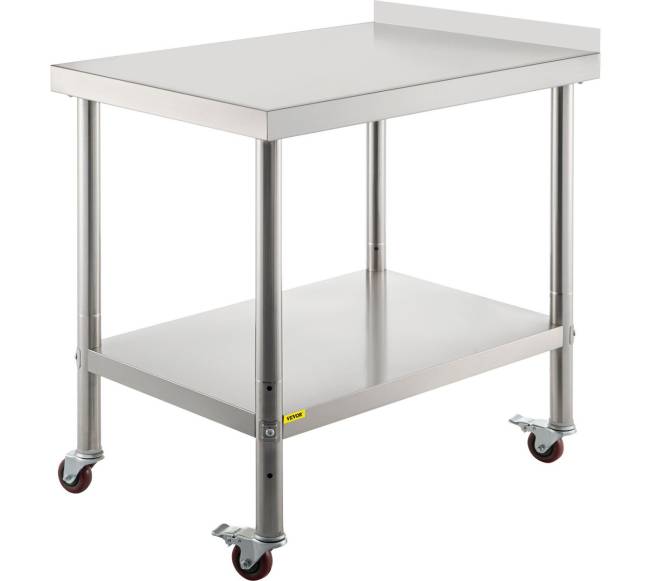 Nerūdijančio plieno darbinis stalas su ratukais8
