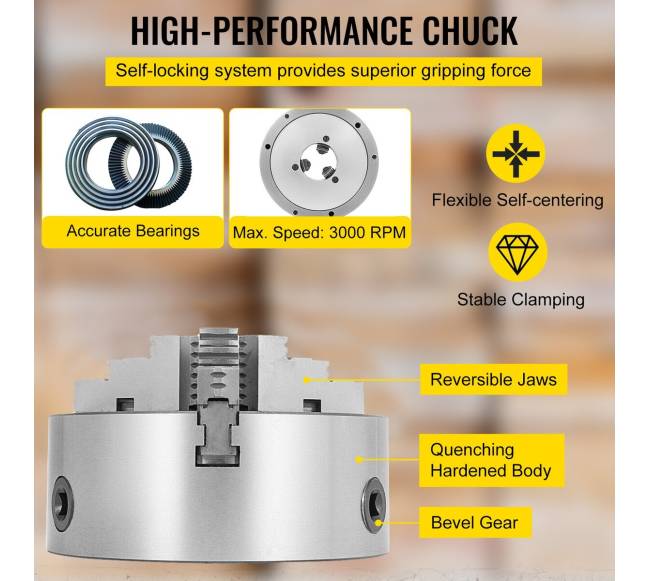 Atsišaukiantis tekinimo griebtuvas CNC su trimis reguliuojamais žandikauliais3