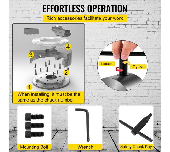 Atsišaukiantis tekinimo griebtuvas CNC su trimis reguliuojamais žandikauliais4