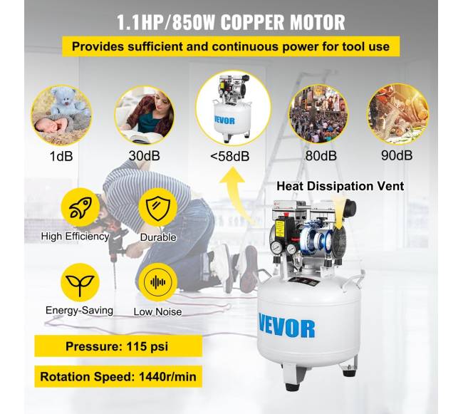 Vertikalus oro kompresorius 40L tyliai dirbantis2