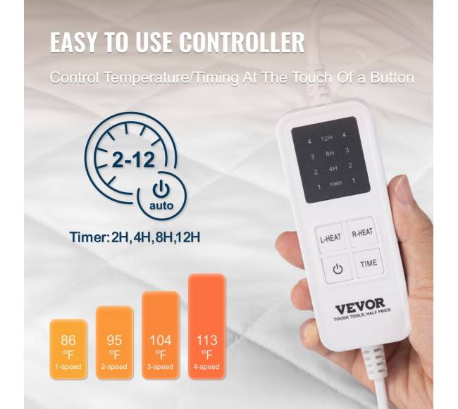 Elektrinis šildomas čiužinio paklotas 195 x 165 cm4