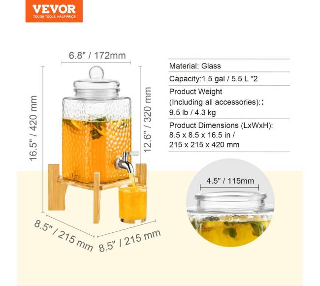 gėrimų dozatorius su stovu 5,5 l6