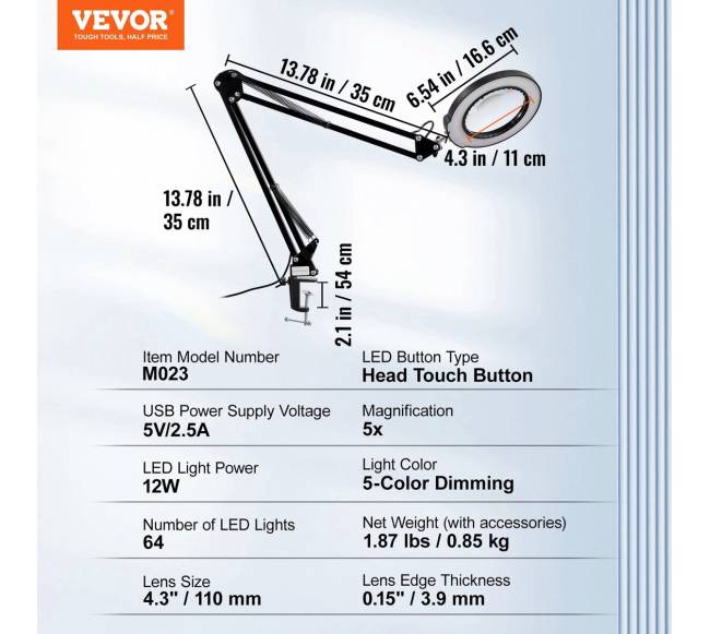 Didinantis stiklas su lempa 5x6